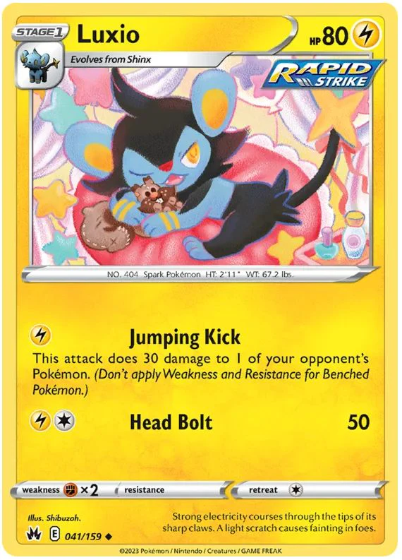 Luxio 041/159 Uncommon Reverse Holo Pokemon Card (SWSH Crown Zenith)