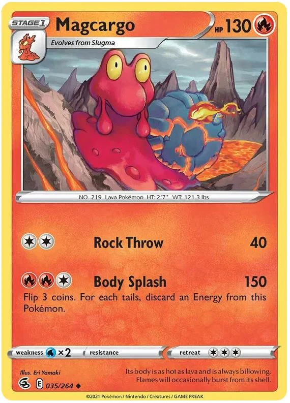 Magcargo 035/264 Uncommon Reverse Holo Pokemon Card (SWSH Fusion Strike)