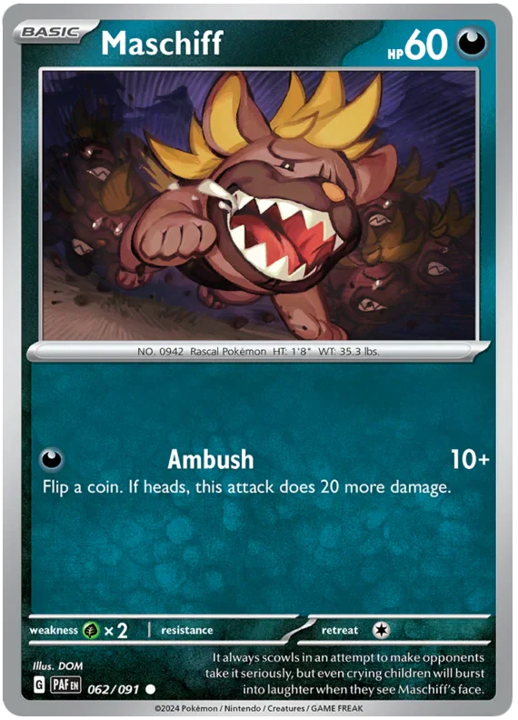 Maschiff 062/091 Common Pokemon Card (SV 4.5 Paldean Fates)