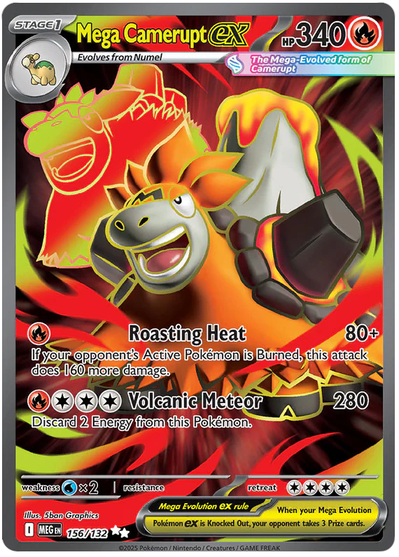 Mega Camerupt ex 156/132 Ultra Rare Pokemon Card (Mega Evolution Base Set ME01)