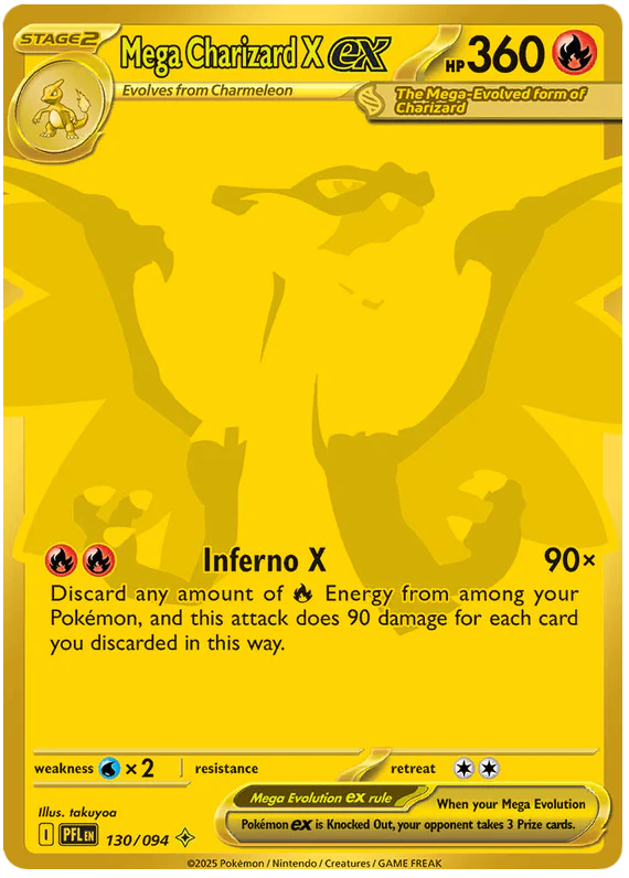 Mega Charizard X 130/094 Mega Hyper Rare Pokemon Card (Mega Evolution Phantasmal Flames)