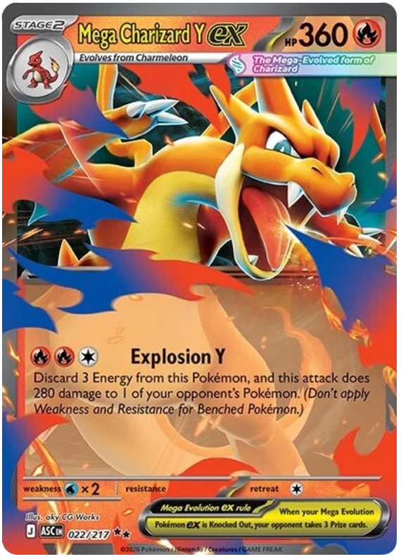 Mega Charizard Y ex 022/217 Double Rare Pokemon Card (Mega Evolution Ascended Heroes)