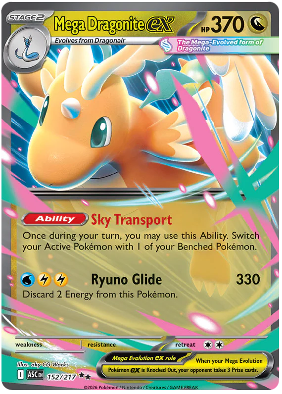 Mega Dragonite ex 152/217 Double Rare Pokemon Card (Mega Evolution Ascended Heroes)
