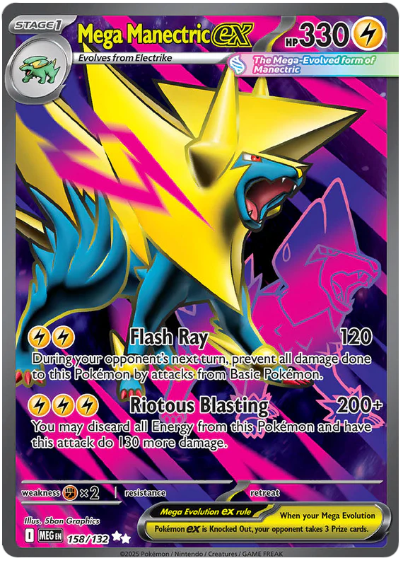Mega Manectric ex 158/132 Ultra Rare Pokemon Card (Mega Evolution Base Set ME01)