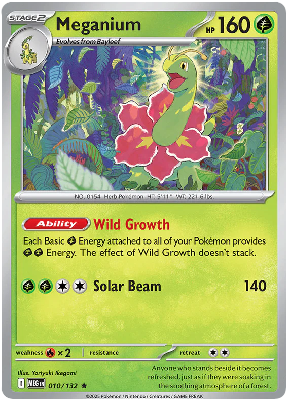 Meganium 010/132 Rare Pokemon Card (Mega Evolution Base Set ME01)