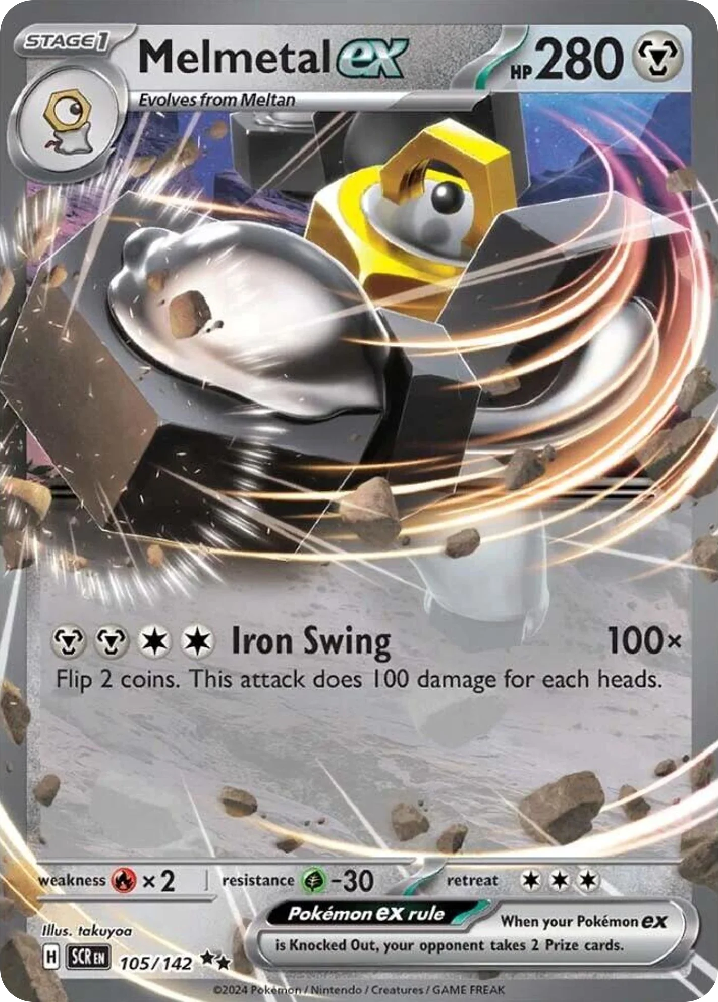 Melmetal ex 105/142 Double Rare Pokemon Card (SV Stellar Crown)