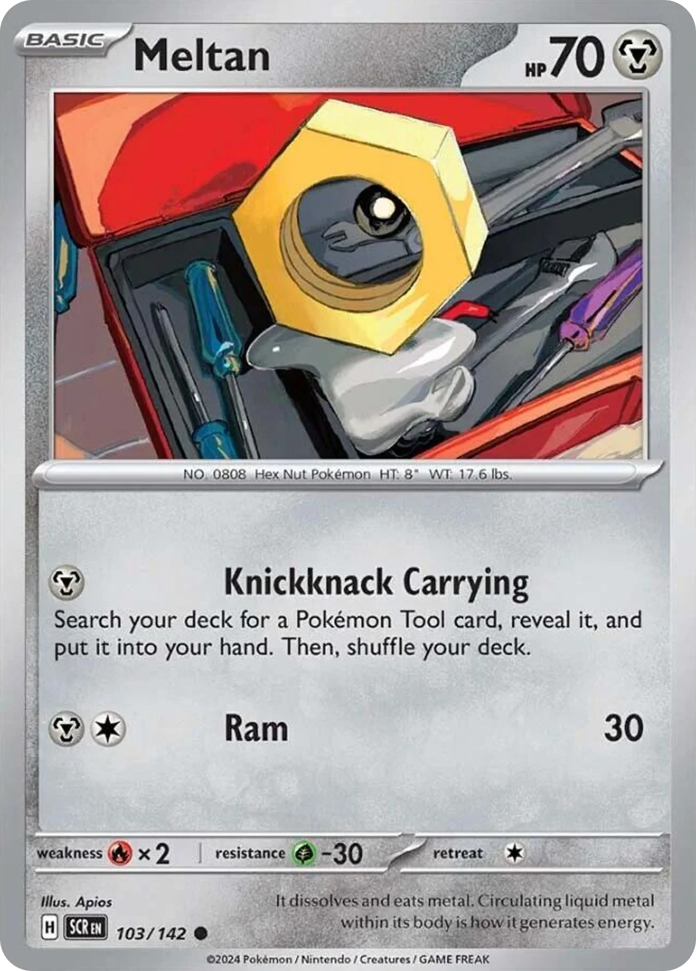 Meltan 103/142 Common Pokemon Card (SV Stellar Crown)