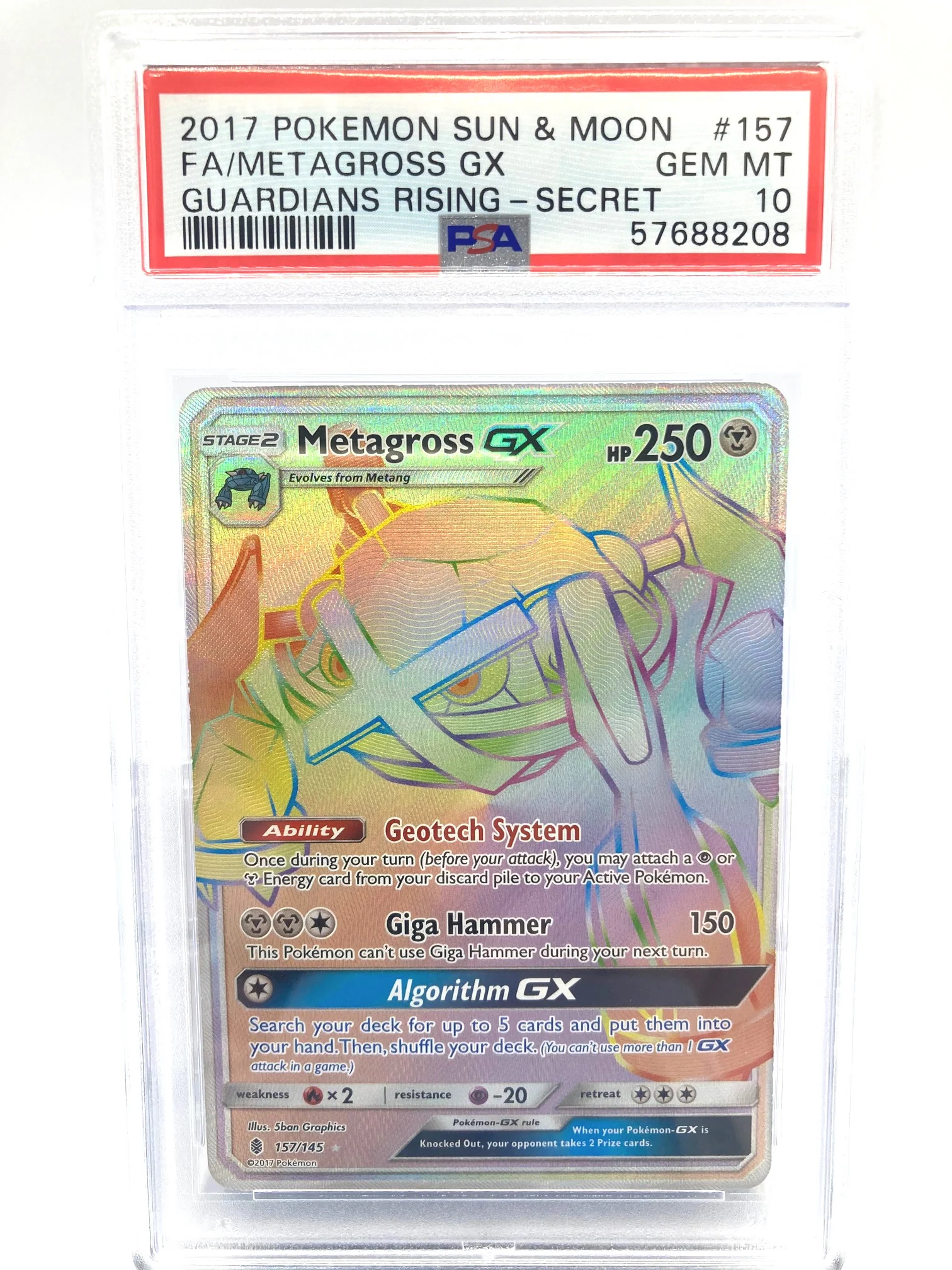 Metagross GX 157/145 PSA 10 Graded Pokemon Card (Sun & Moon Guardians Rising)