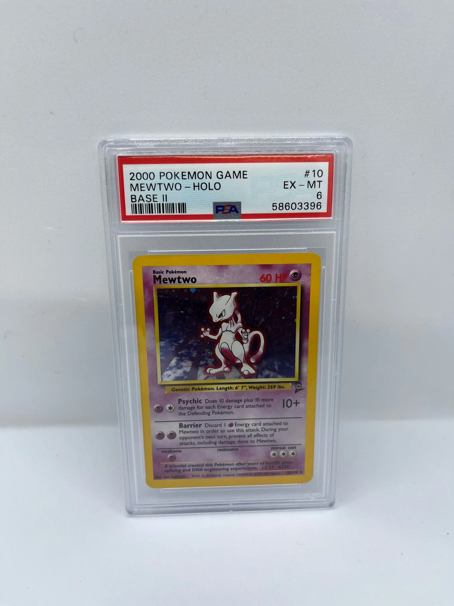 Mewtwo 10/130 PSA 6 Graded Rare Pokemon Card (2000 Pokemon Game)