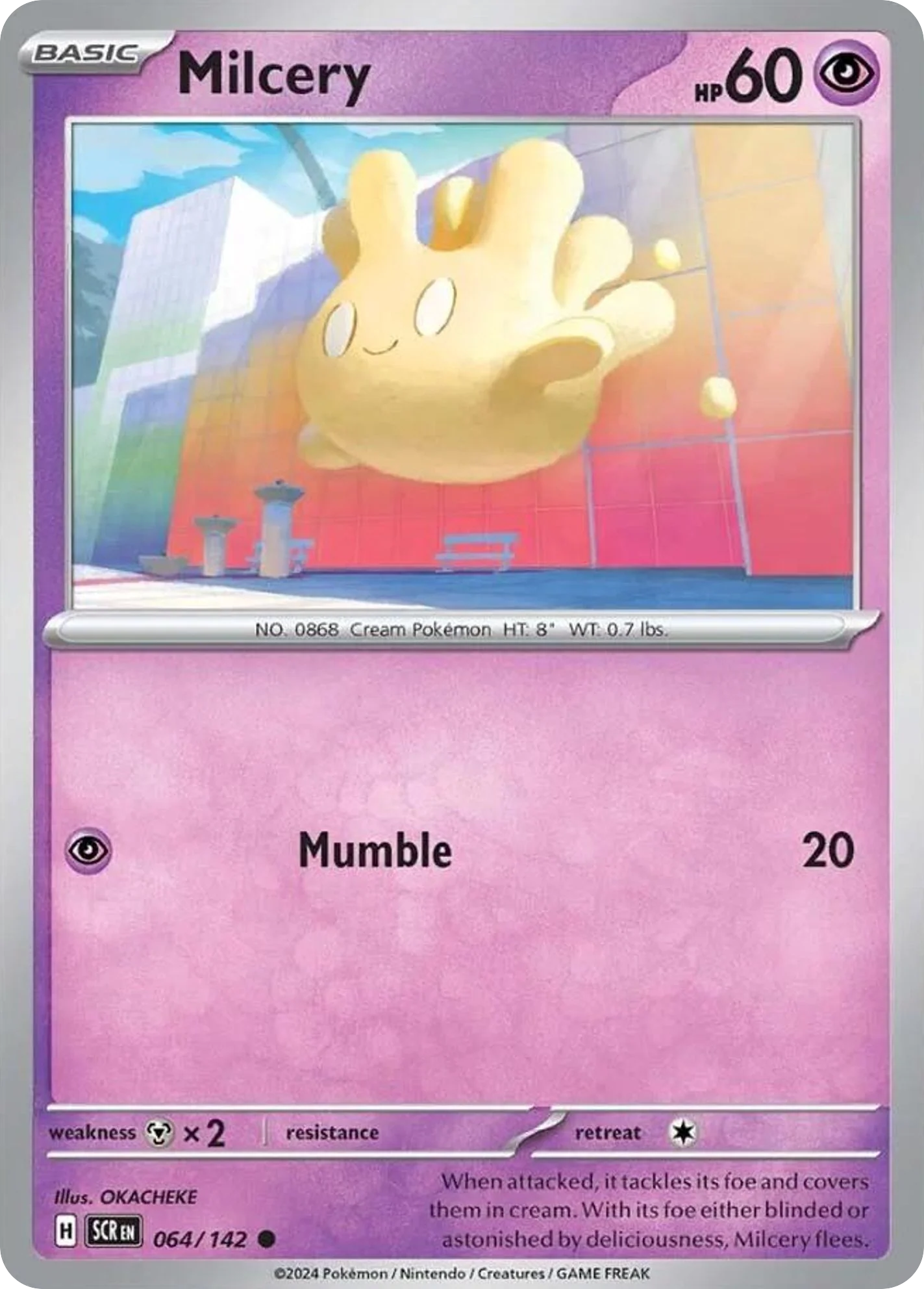 Milcery 064/142 Common Reverse Holo Pokemon Card (SV Stellar Crown)