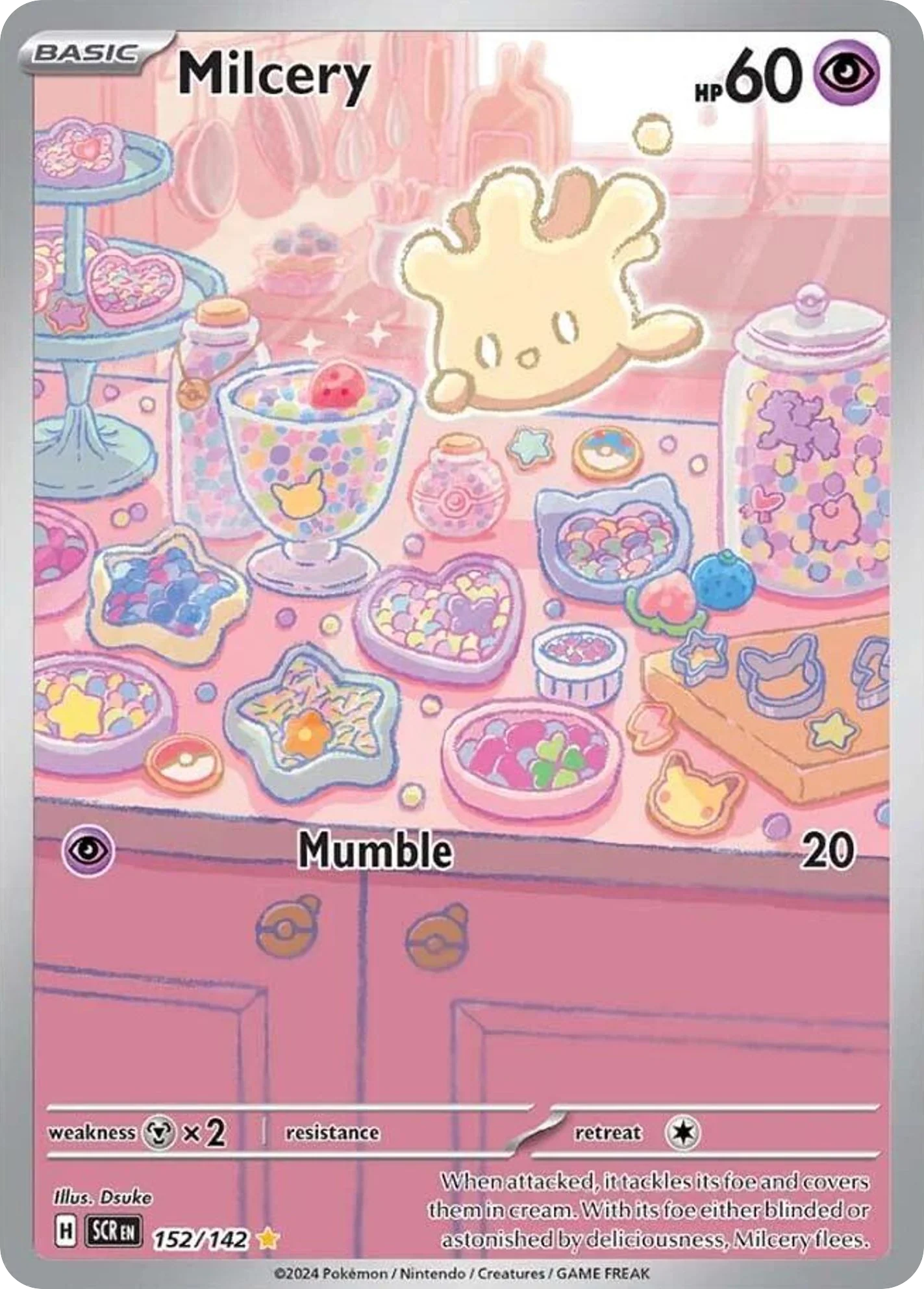 Milcery 152/142 Illustration Rare Pokemon Card (SV Stellar Crown)