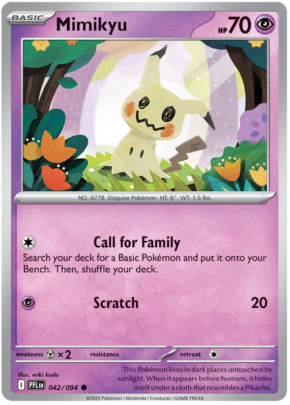 Mimikyu 042/094 Common Pokemon Card (Mega Evolution Phantasmal Flames)