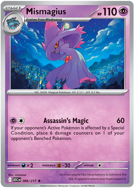 Mismagius 086/217 Rare Pokemon Card (Mega Evolution Ascended Heroes)