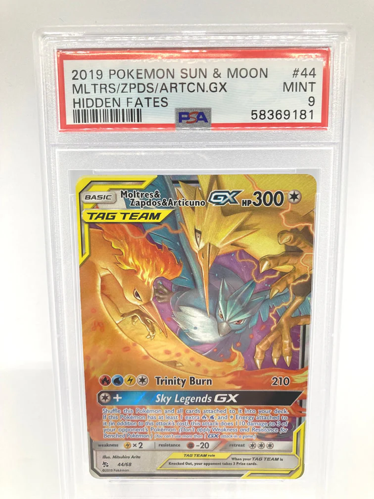 Moltres Zapdos Articuno GX 44/68 PSA 9 Mint Graded Pokemon Card