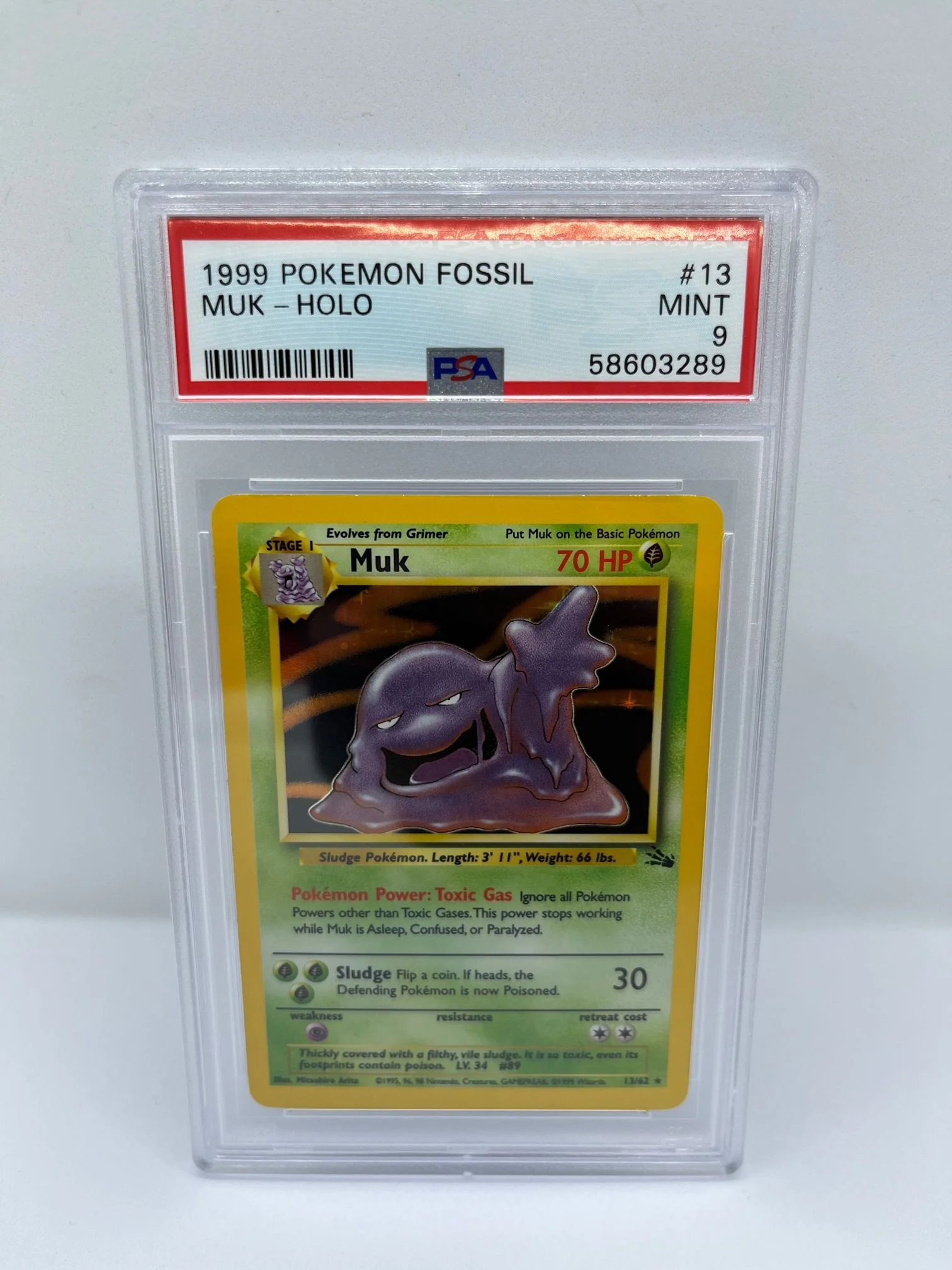 Muk 13/62 PSA 9 Graded Rare Pokemon Card (1999 Pokemon Fossil)