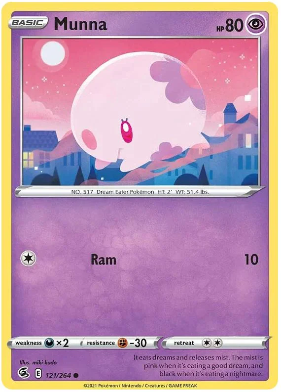 Munna 121/264 Common Reverse Holo Pokemon Card (SWSH Fusion Strike)