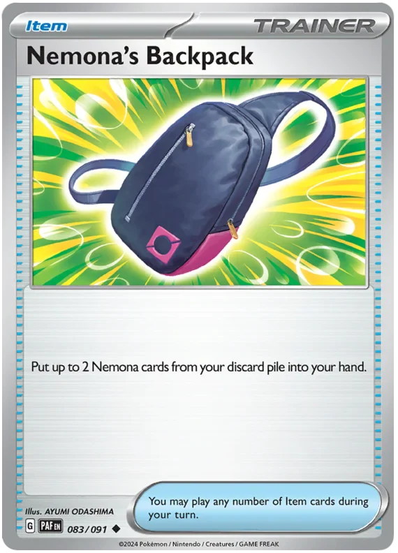 Nemona's Backpack 083/091 Uncommon Pokemon Card (SV 4.5 Paldean Fates)