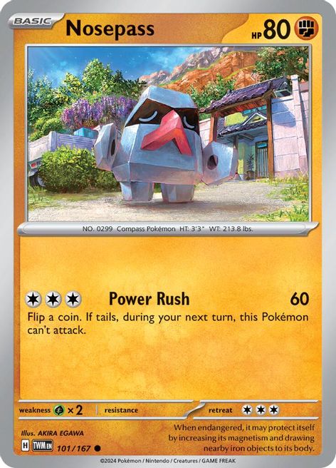 Nosepass 101/167 Common Reverse Holo Pokemon Card (SV Twilight Masquerade)