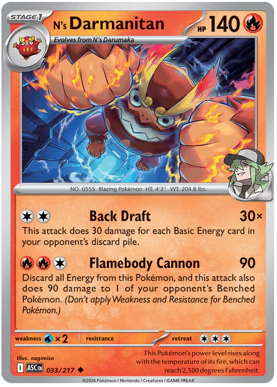 N's Darmanitan 033/217 Uncommon Pokemon Card (Mega Evolution Ascended Heroes)