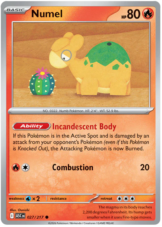 Numel 027/217 Common Pokemon Card (Mega Evolution Ascended Heroes)