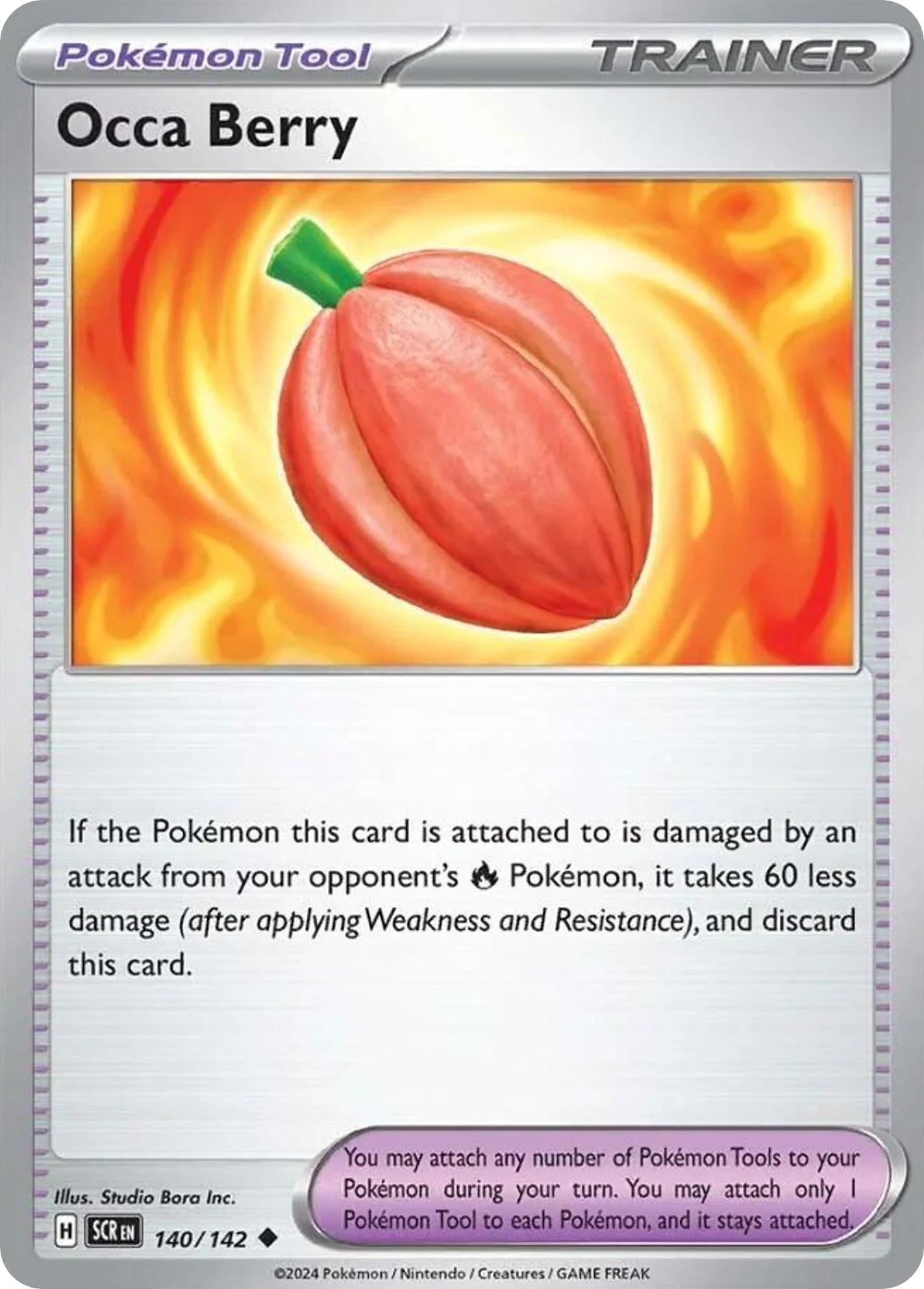 Occa Berry 140/142 Uncommon Reverse Holo Pokemon Card (SV Stellar Crown)