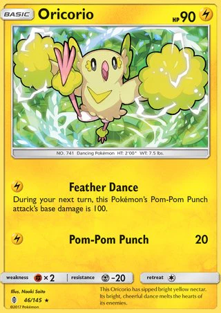 Oricorio 46/145 Rare Reverse Holo Pokemon Card (Guardians Rising)