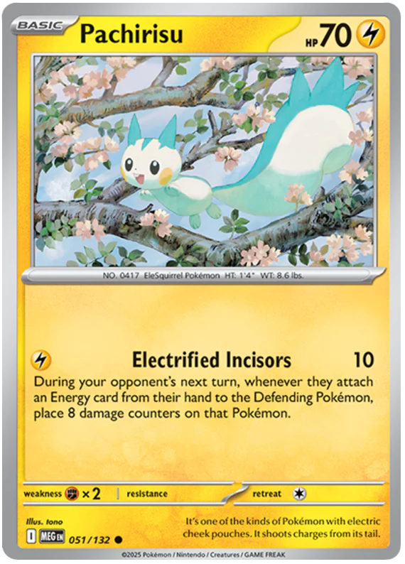 Pachirisu 051/132 Common Pokemon Card (Mega Evolution Base Set ME01)