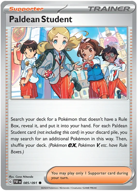 Paldean Student 085/091 Common Reverse Holo Pokemon Card (SV 4.5 Paldean Fates)