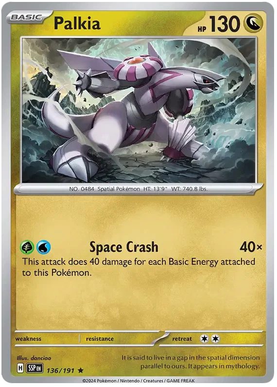Palkia 136/191 Rare Pokemon Card (Scarlet & Violet Surging Sparks)