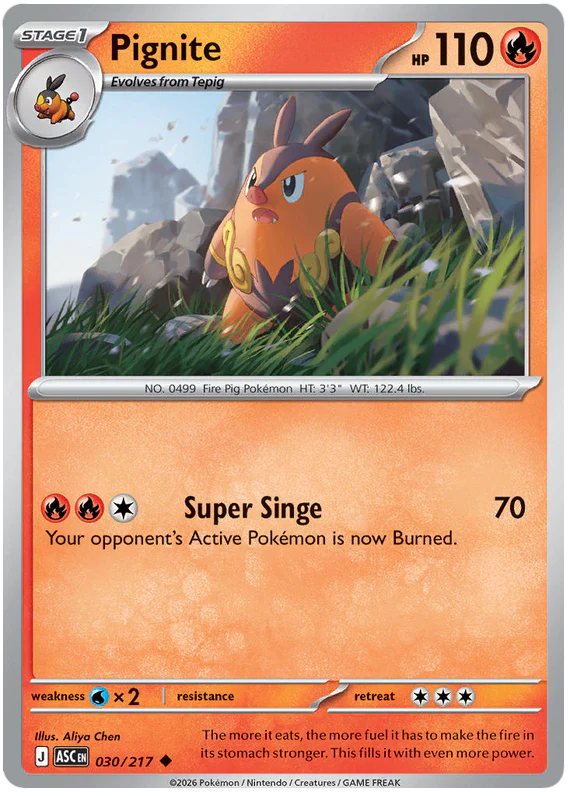 Pignite 030/217 Uncommon Pokemon Card (Mega Evolution Ascended Heroes)