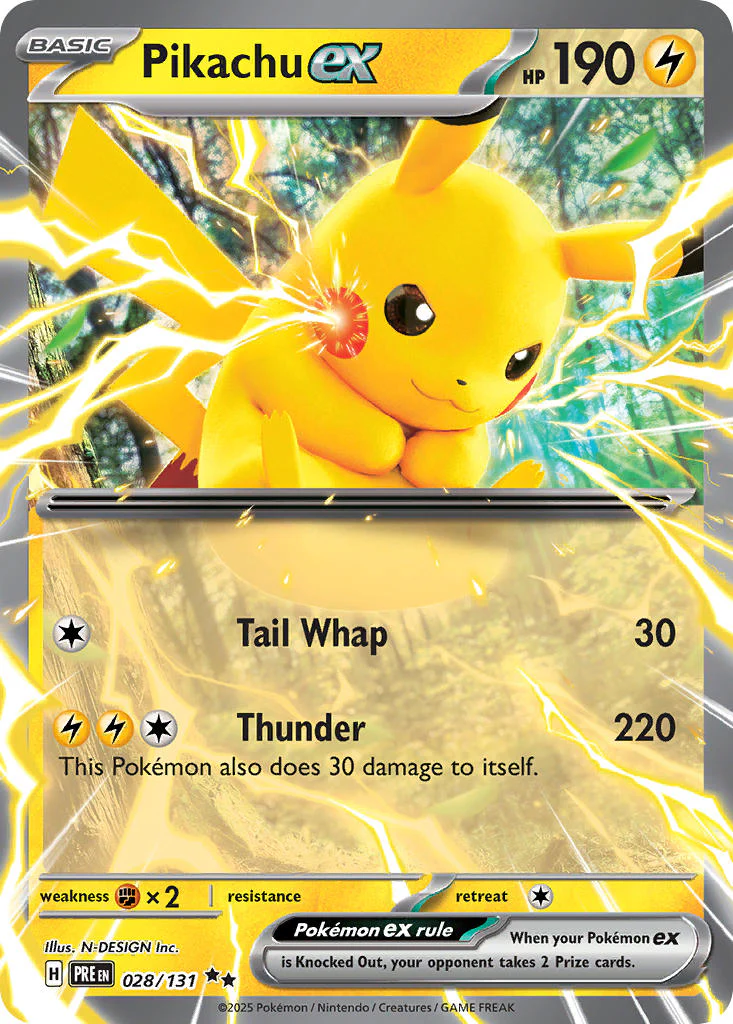 Pikachu ex 028/131 Double Rare Pokemon Card (Scarlet & Violet Prismatic Evolutions)