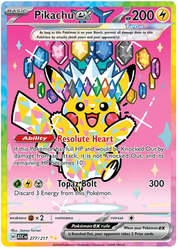 Pikachu ex 277/217 Special Illustration Rare Pokemon Card (Mega Evolution Ascended Heroes)