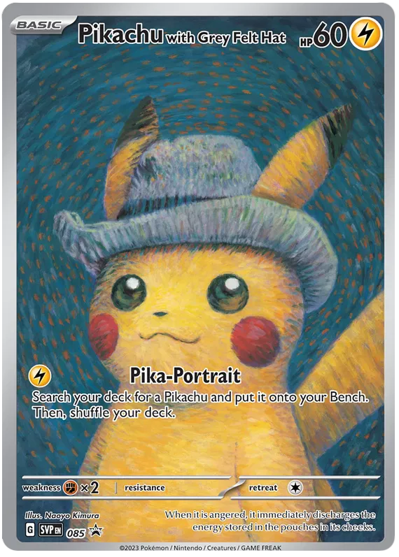 Pikachu with Grey Felt Hat SVP085 Pokemon Promo Card (SV Promo Series)
