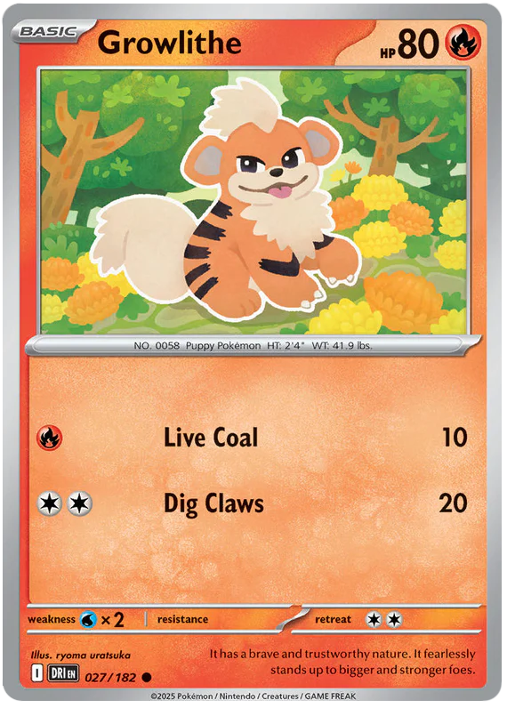 Growlithe 027/182 Common Pokemon Card (Scarlet & Violet Destined Rivals)