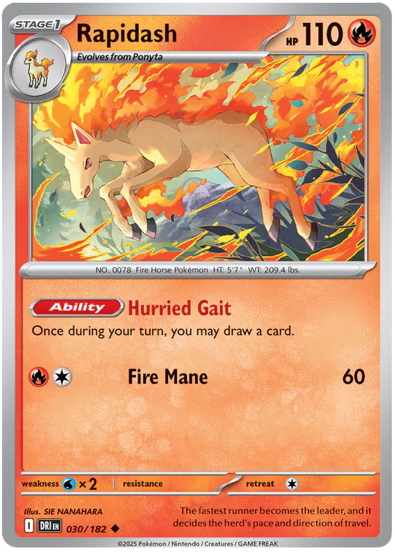 Rapidash 030/182 Uncommon Pokemon Card (Scarlet & Violet Destined Rivals)