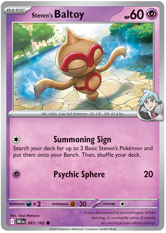 Steven's Baltoy 083/182 Common Pokemon Card (Scarlet & Violet Destined Rivals)