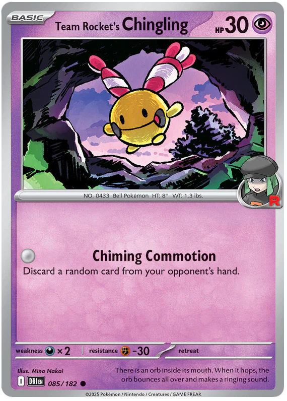 Team Rocket's Chingling 085/182 Common Pokemon Card (Scarlet & Violet Destined Rivals)