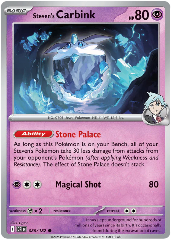 Steven's Carbink 086/182 Common Pokemon Card (Scarlet & Violet Destined Rivals)