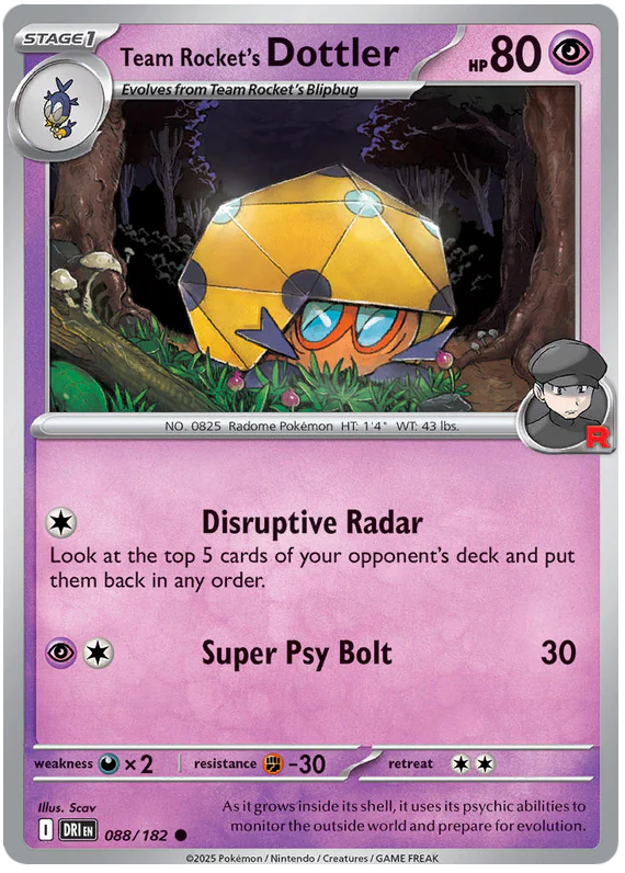 Team Rocket's Dottler 088/182 Common Pokemon Card (Scarlet & Violet Destined Rivals)