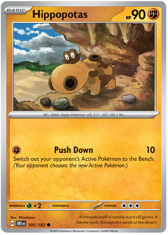 Hippopotas 105/182 Common Pokemon Card (Scarlet & Violet Destined Rivals)