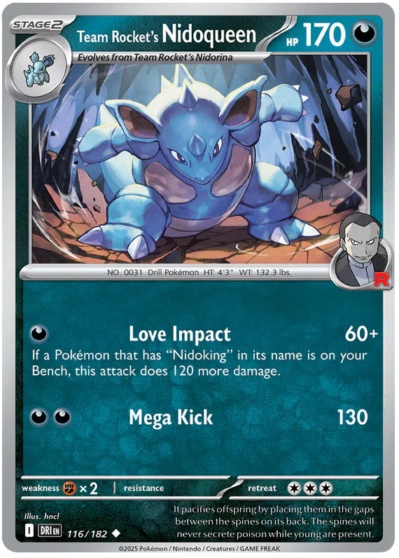 Team Rocket's Nidoqueen 116/182 Uncommon Pokemon Card (Scarlet & Violet Destined Rivals)
