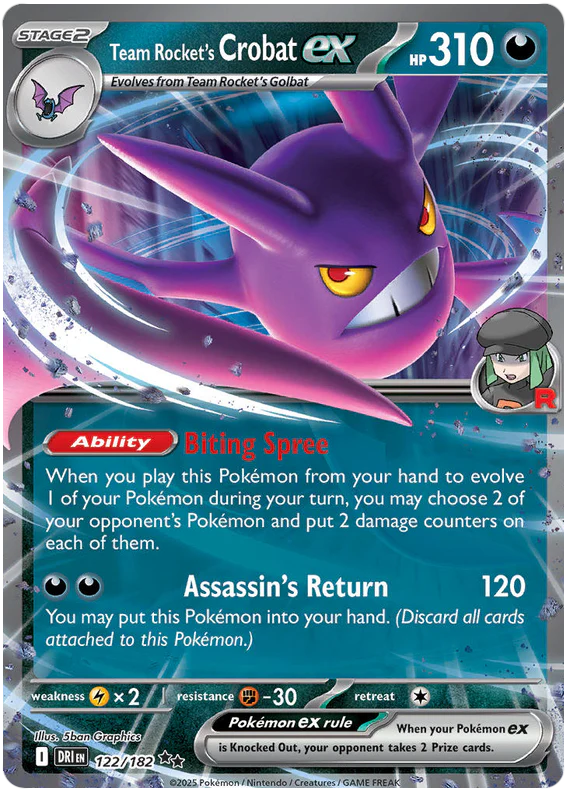 Team Rocket's Crobat ex 122/182 Double Rare Pokemon Card (Scarlet & Violet Destined Rivals)