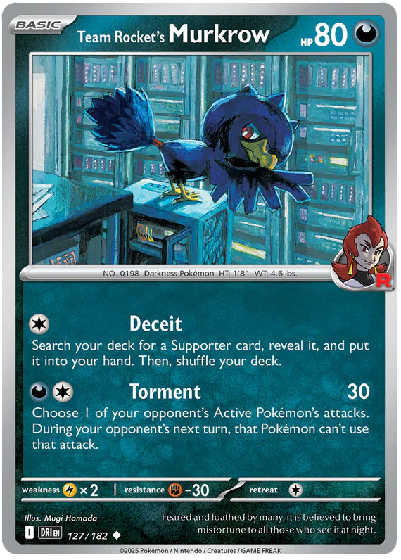 Team Rocket's Murkrow 127/182 Uncommon Pokemon Card (Scarlet & Violet Destined Rivals)