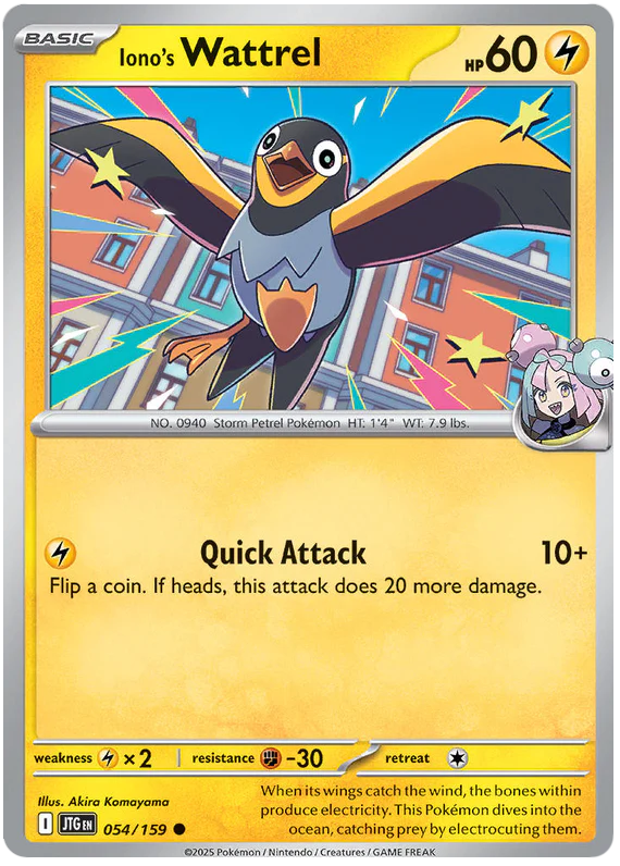 Iono's Wattrel 054/159 Common Pokemon Card (Scarlet & Violet Journey Together)