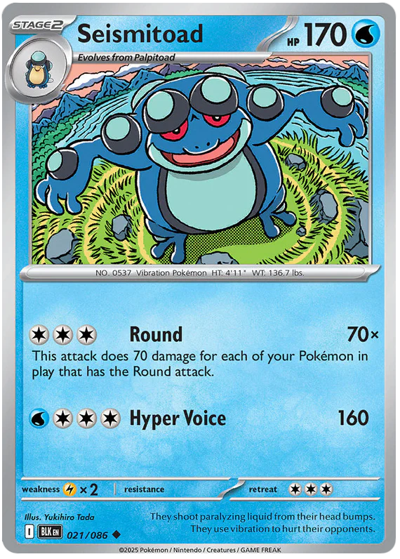 Seismitoad 021/086 Uncommon Pokemon Card (Scarlet & Violet Black Bolt)