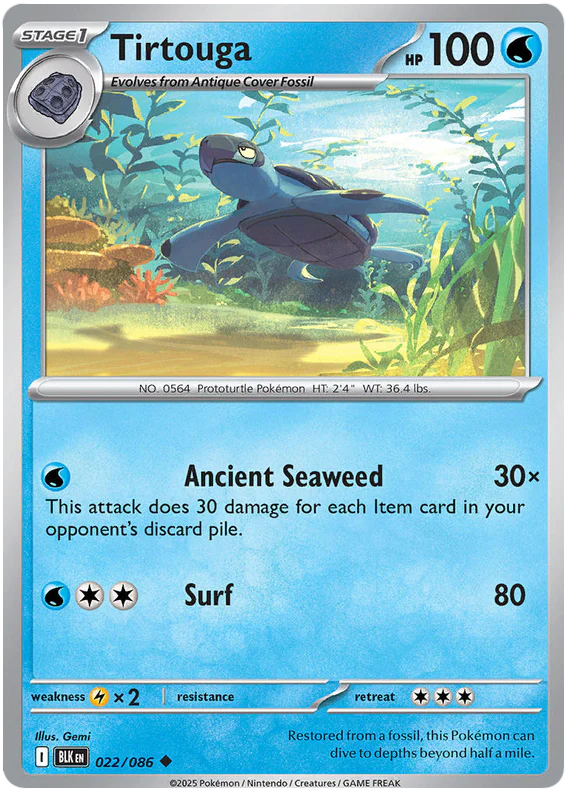 Tirtouga 022/086 Uncommon Pokemon Card (Scarlet & Violet Black Bolt)