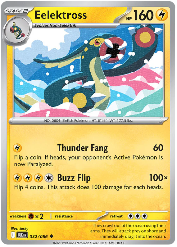 Eelektross 032/086 Uncommon Pokemon Card (Scarlet & Violet Black Bolt)