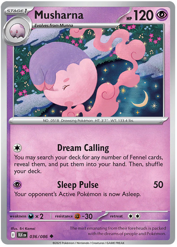 Musharna 036/086 Uncommon Pokemon Card (Scarlet & Violet Black Bolt)