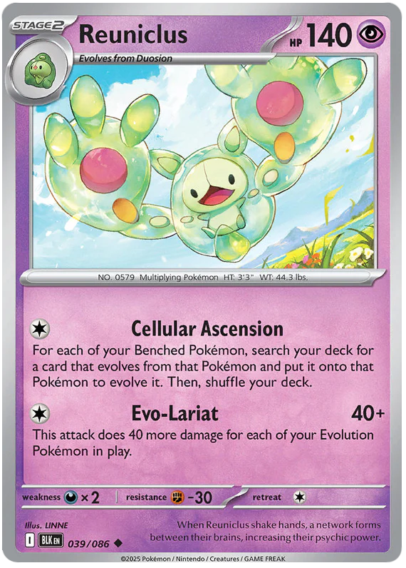 Reuniclus 039/086 Uncommon Pokemon Card (Scarlet & Violet Black Bolt)