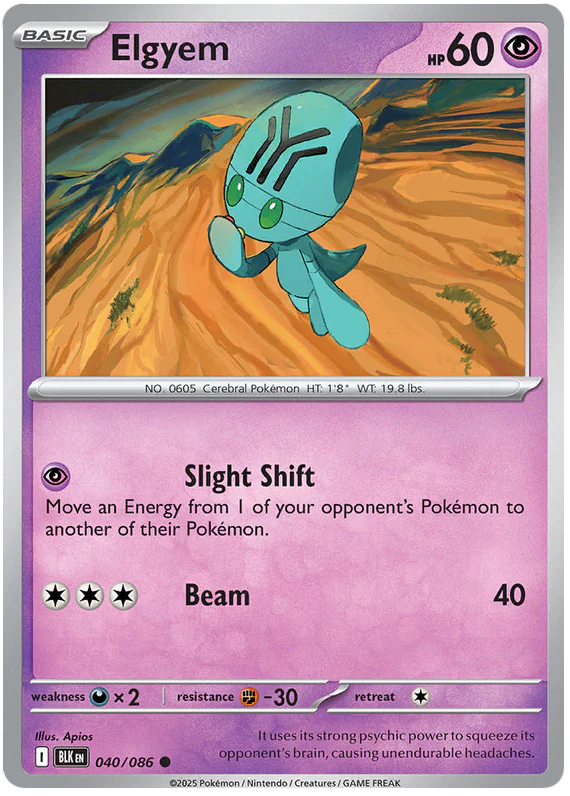 Elgyem 040/086 Common Pokemon Card (Scarlet & Violet Black Bolt)